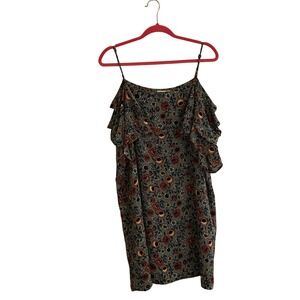 Hayden Size 1X Floral Cold Shoulder Mini Summer Dress Blue Orange Ruffle Boho